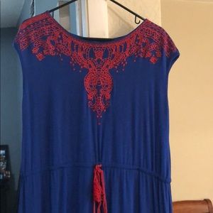 Blue embroidered dress